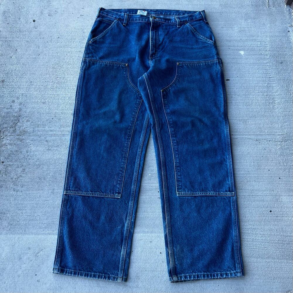 Carhartt denim blue jean double knee work wear carpenter pants